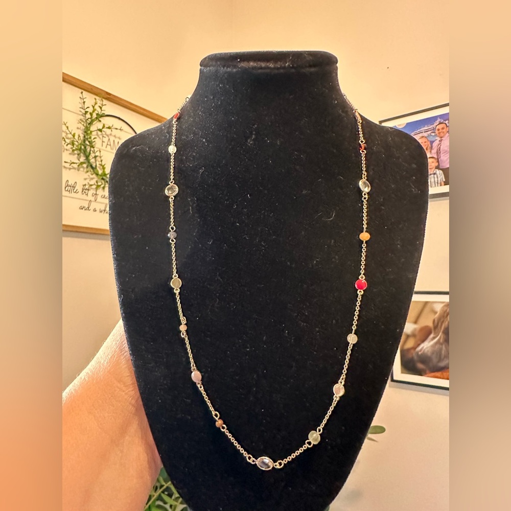 LOFT Silver Chain Necklace with Colorful Beads